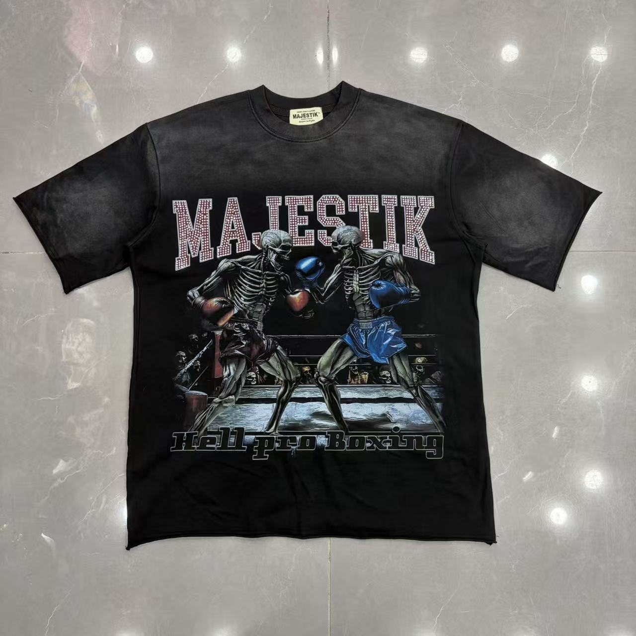 MAJESTIK Skeleton Boxing Graphic T-Shirt ¡ª front