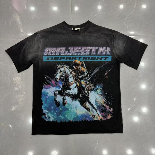MAJESTIK Astronaut Horse Graphic T-Shirt ¡ª hero