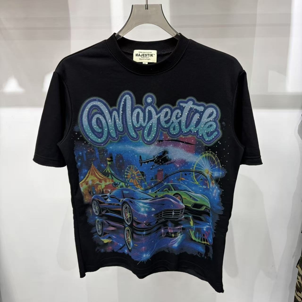 MAJESTIK Carnival Car Graphic T-Shirt ¡ª front