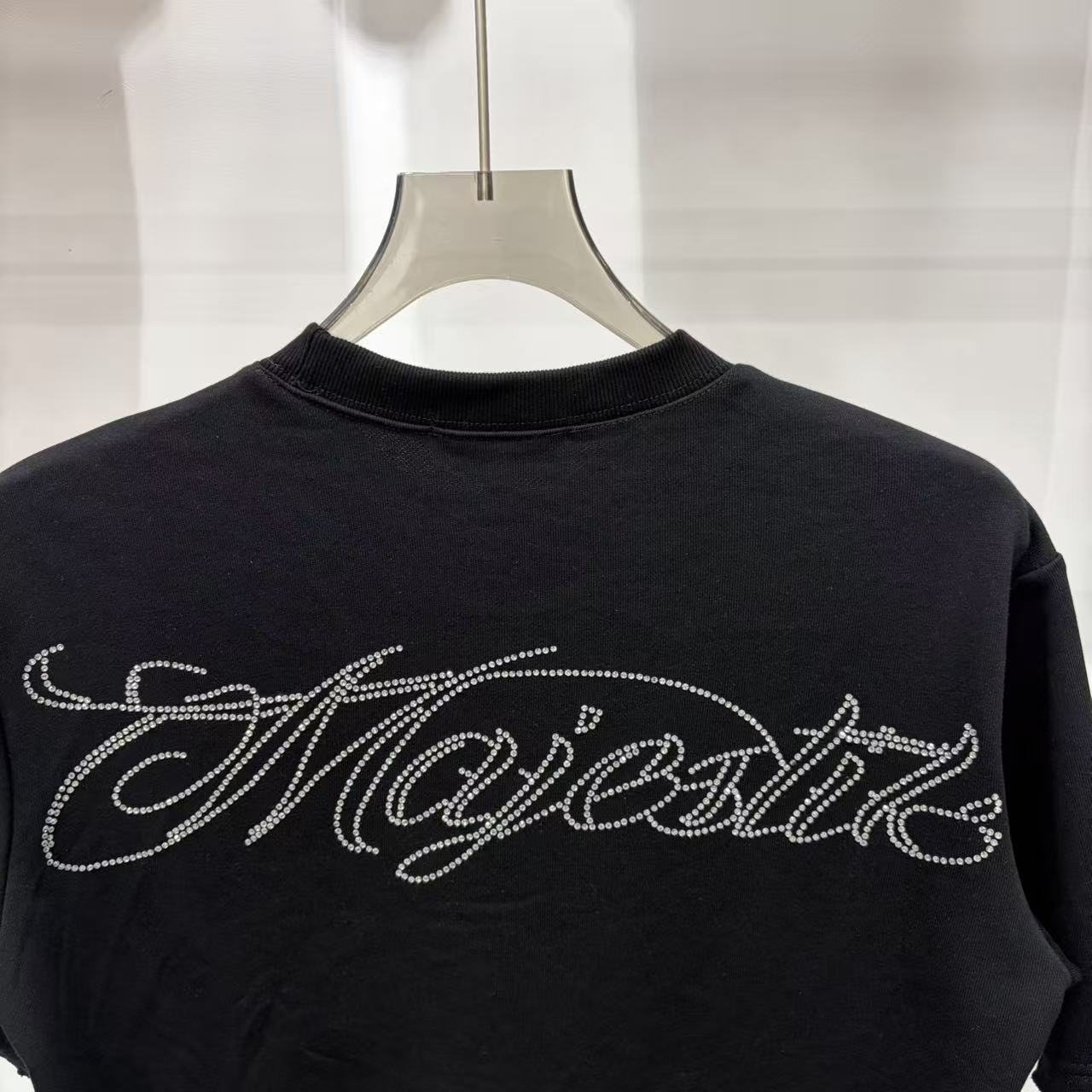 MAJESTIK Rhinestone-Style Script Graphic T-Shirt ¡ª detail