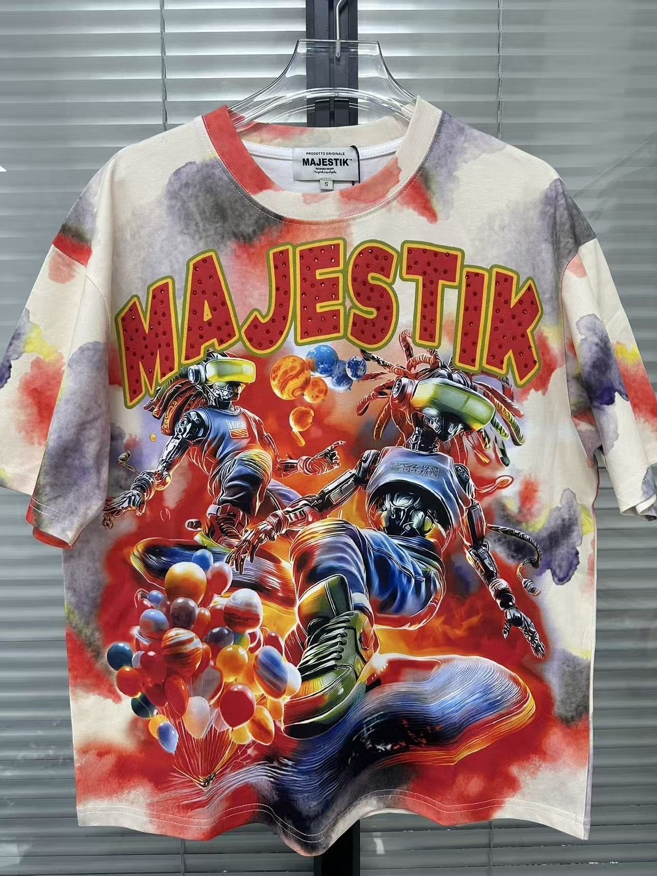 MAJESTIK Watercolor Allover Graphic T-Shirt ¡ª front