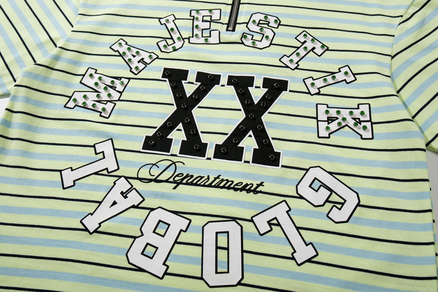 MAJESTIK Mint Green Striped Half-Zip Polo Shirt ¡ª detail
