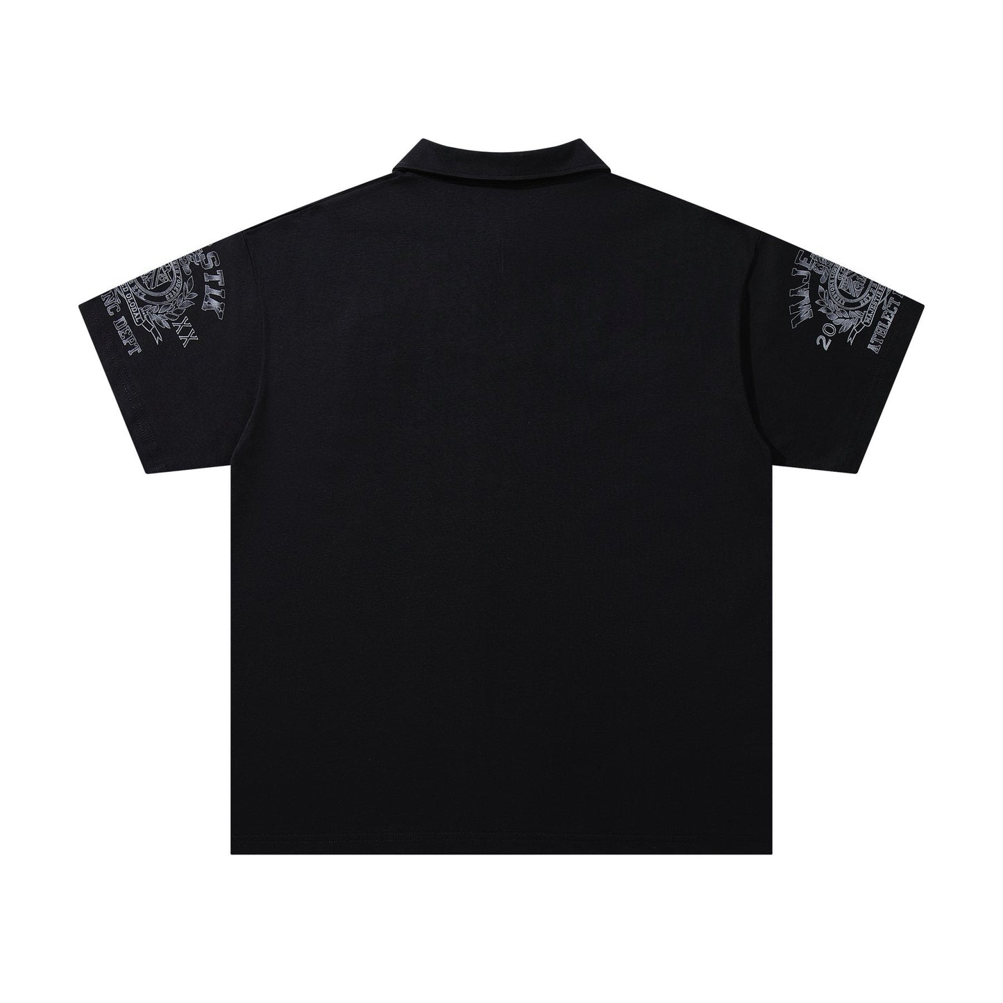 MAJESTIK Embellished Distressed Zip Polo Shirt ¡ª back