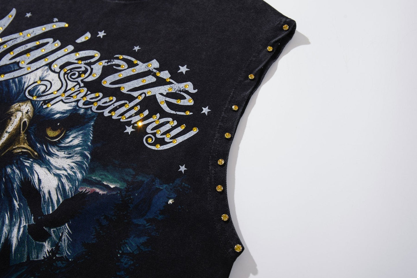MAJESTIK Speedway Eagle Motorcycle Sleeveless T-Shirt ¡ª detail