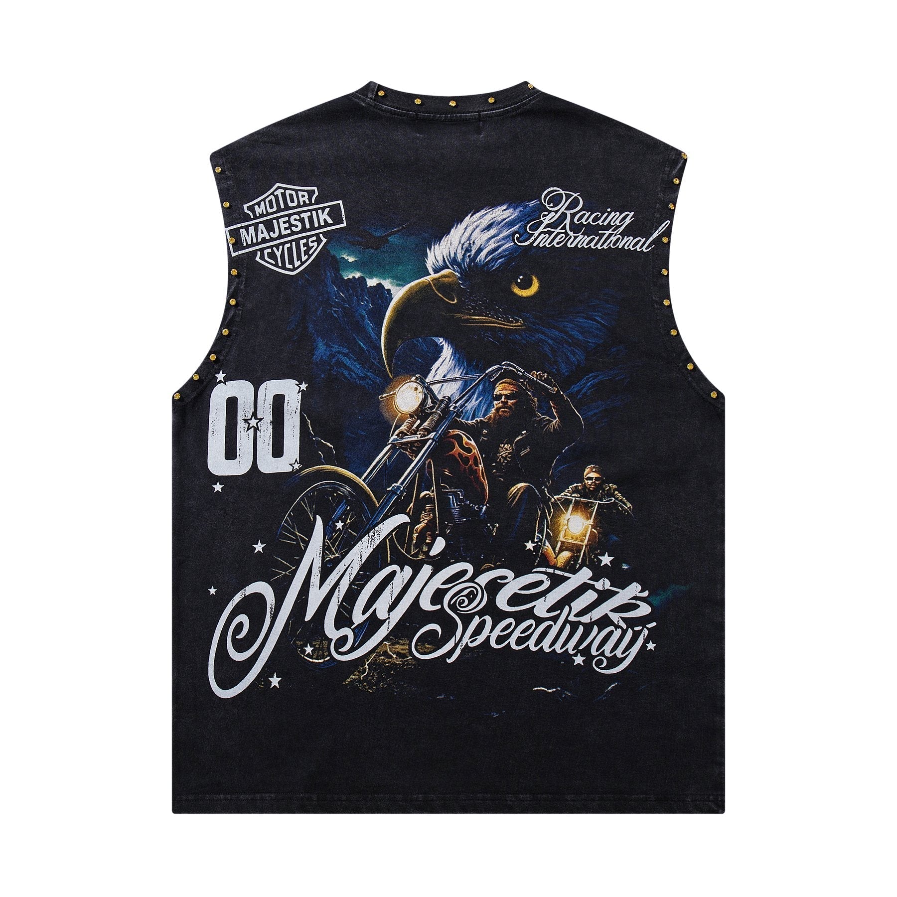 MAJESTIK Speedway Eagle Motorcycle Sleeveless T-Shirt ¡ª back