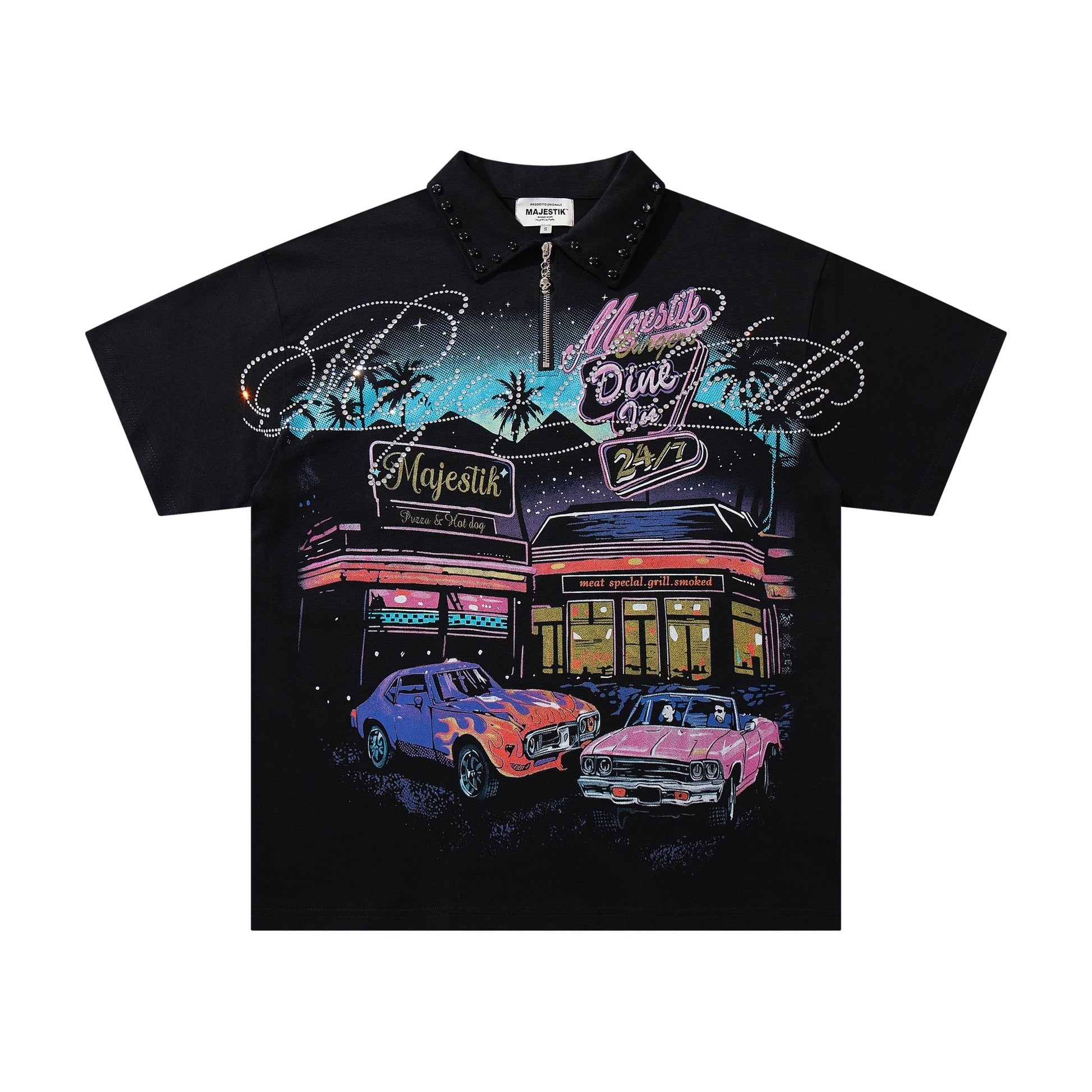 MAJESTIK Retro Diner Zip Polo Shirt ¡ª hero