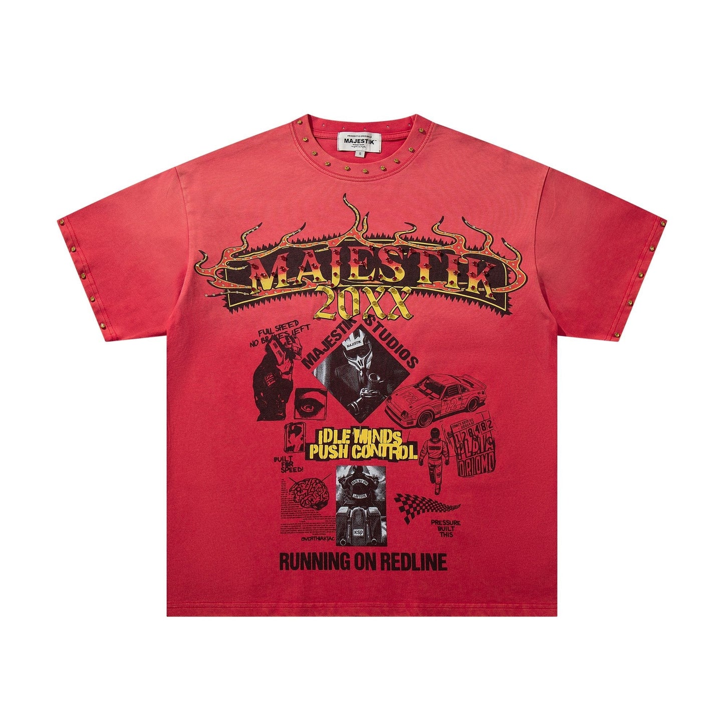 MAJESTIK Washed Red Graphic Short-Sleeve T-Shirt ¡ª hero