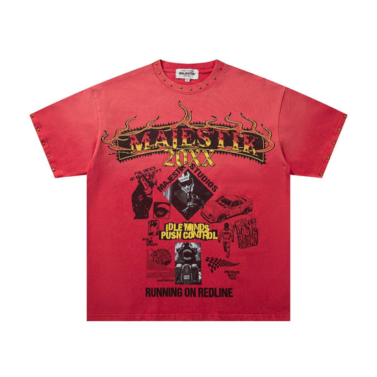 MAJESTIK Washed Red Graphic Short-Sleeve T-Shirt ¡ª hero