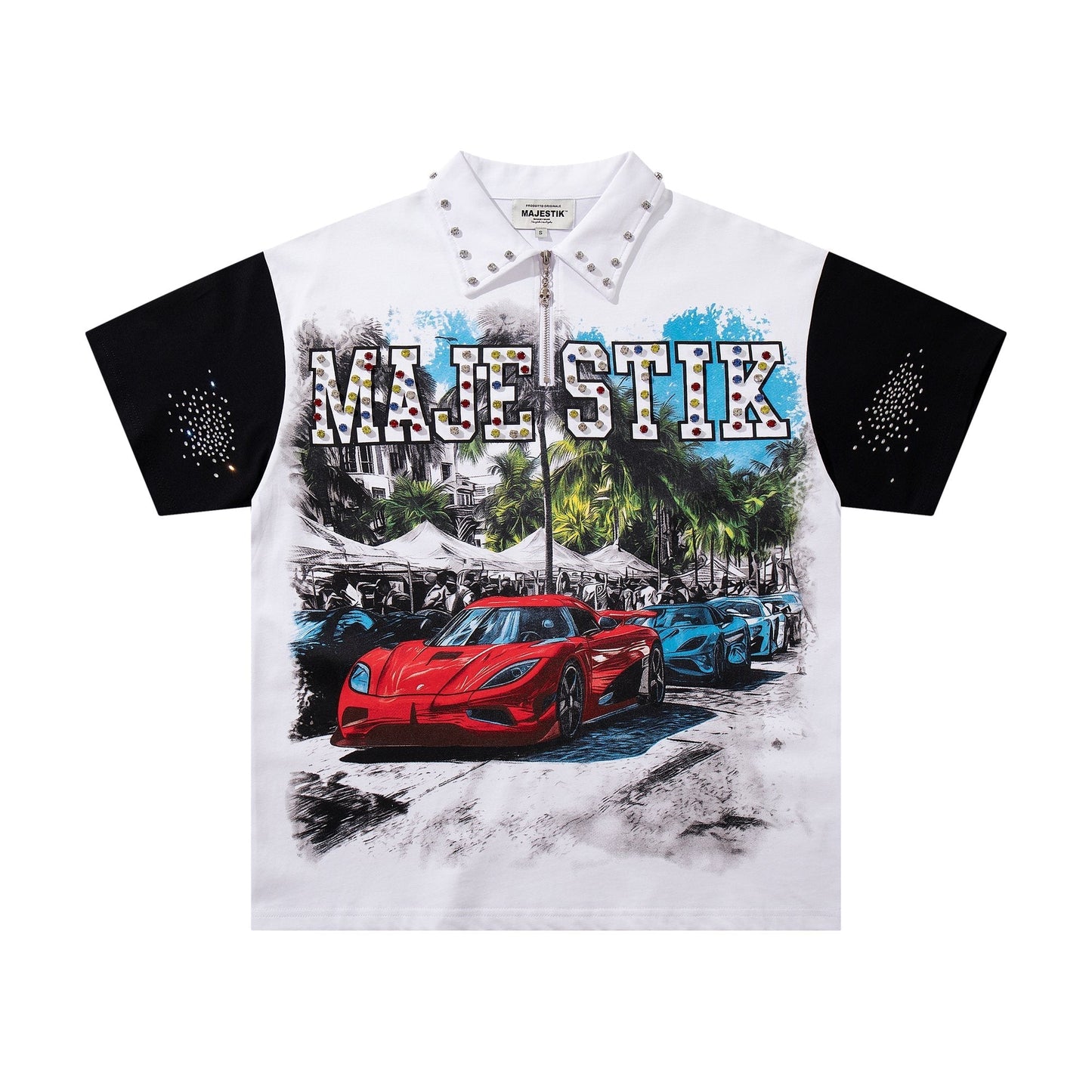 MAJESTIK Car Graphic Zip-Front Short-Sleeve T-Shirt ¡ª hero