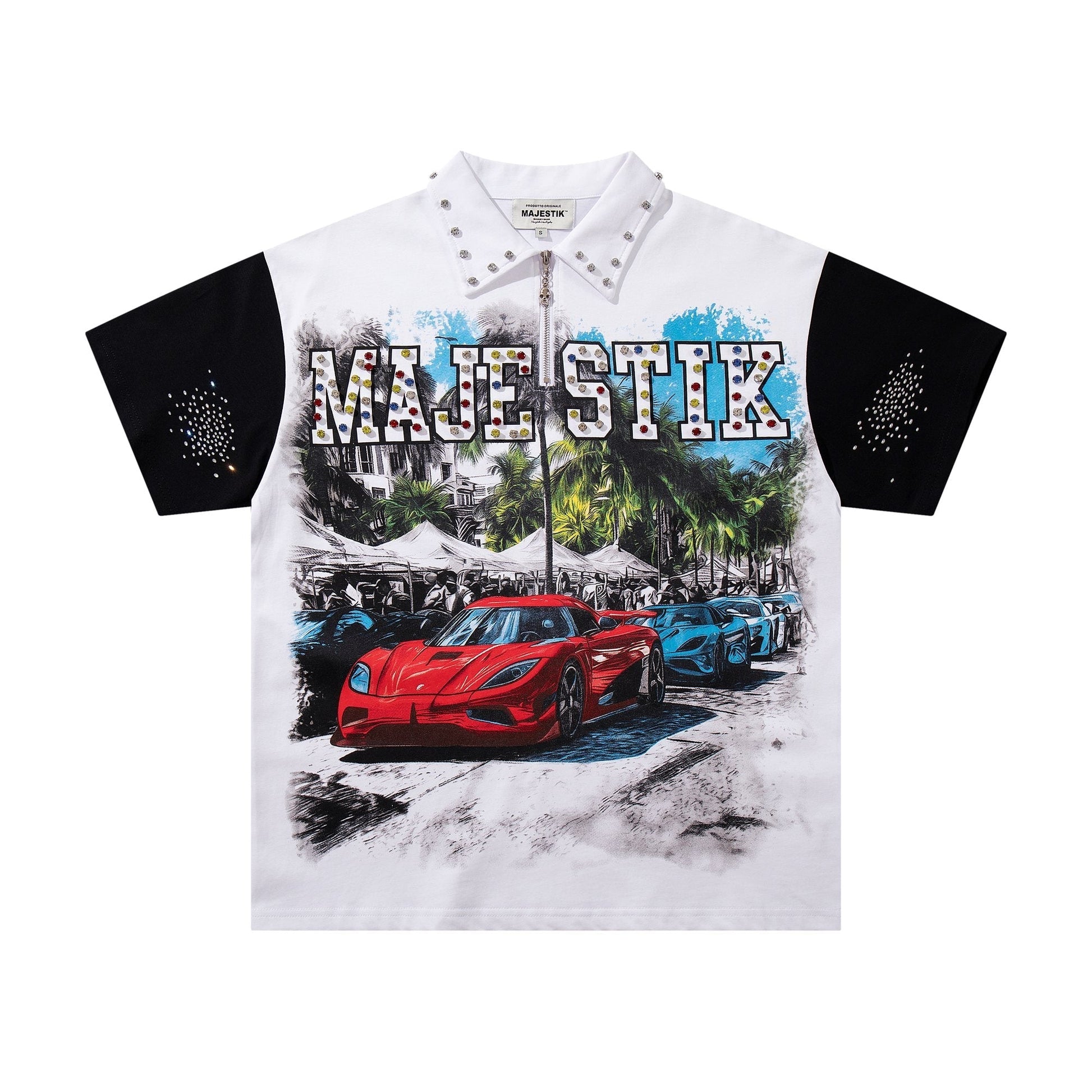 MAJESTIK Car Graphic Zip-Front Short-Sleeve T-Shirt ¡ª hero