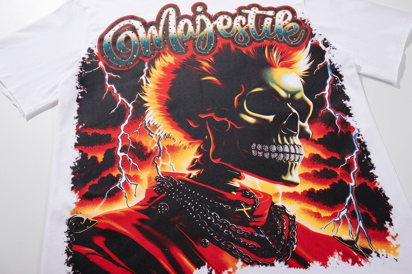 MAJESTIK Skull & Flame Graphic T-Shirt ¡ª detail