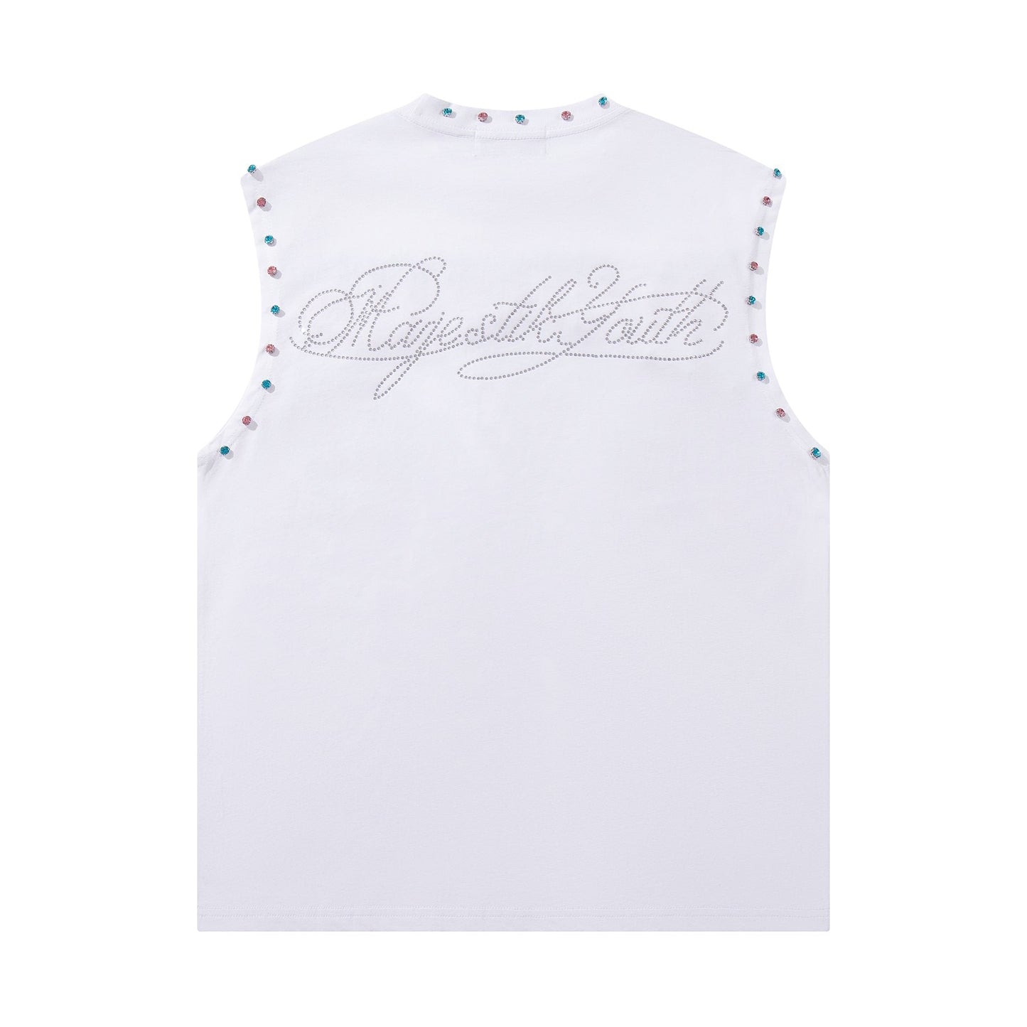 MAJESTIK Horse Rider Rhinestone Sleeveless T-Shirt ¡ª back