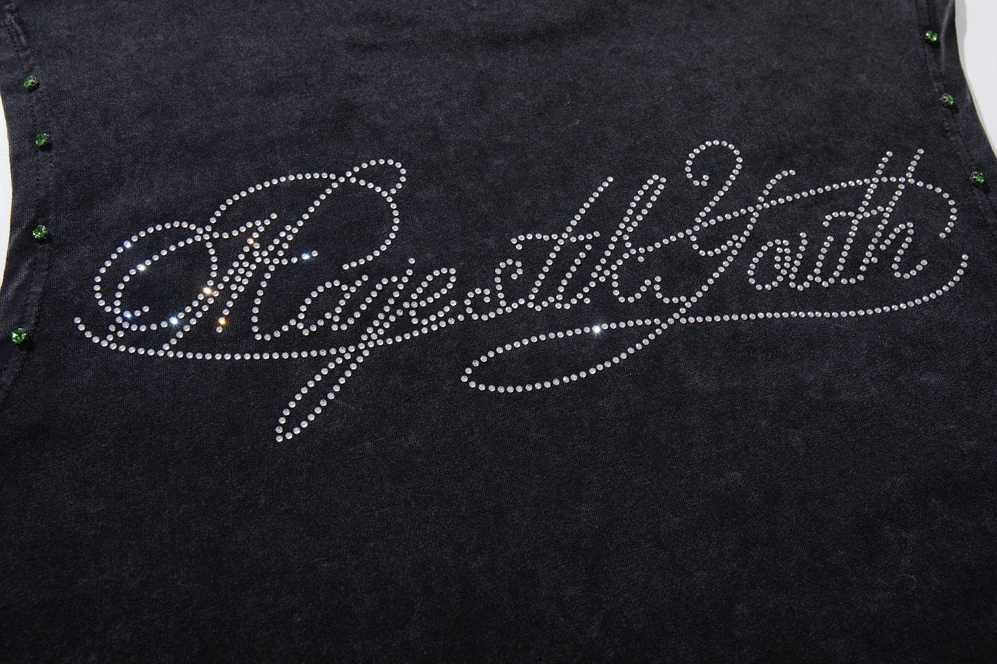 MAJESTIK Rhinestone Graphic Sleeveless T-Shirt ¡ª detail