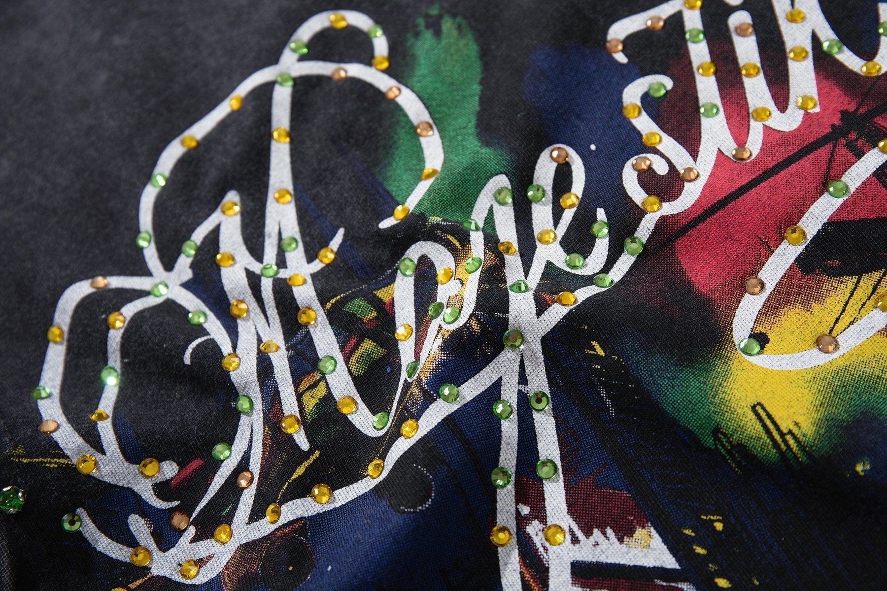MAJESTIK Rhinestone Graphic Sleeveless T-Shirt ¡ª detail