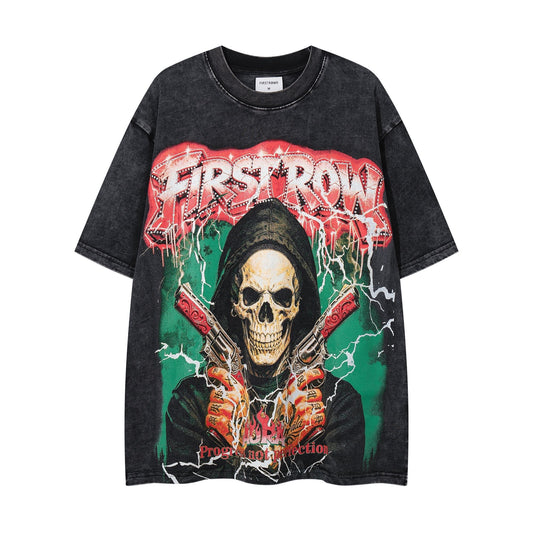 MAJESTIK Washed Black Skull Graphic T-Shirt ¡ª hero