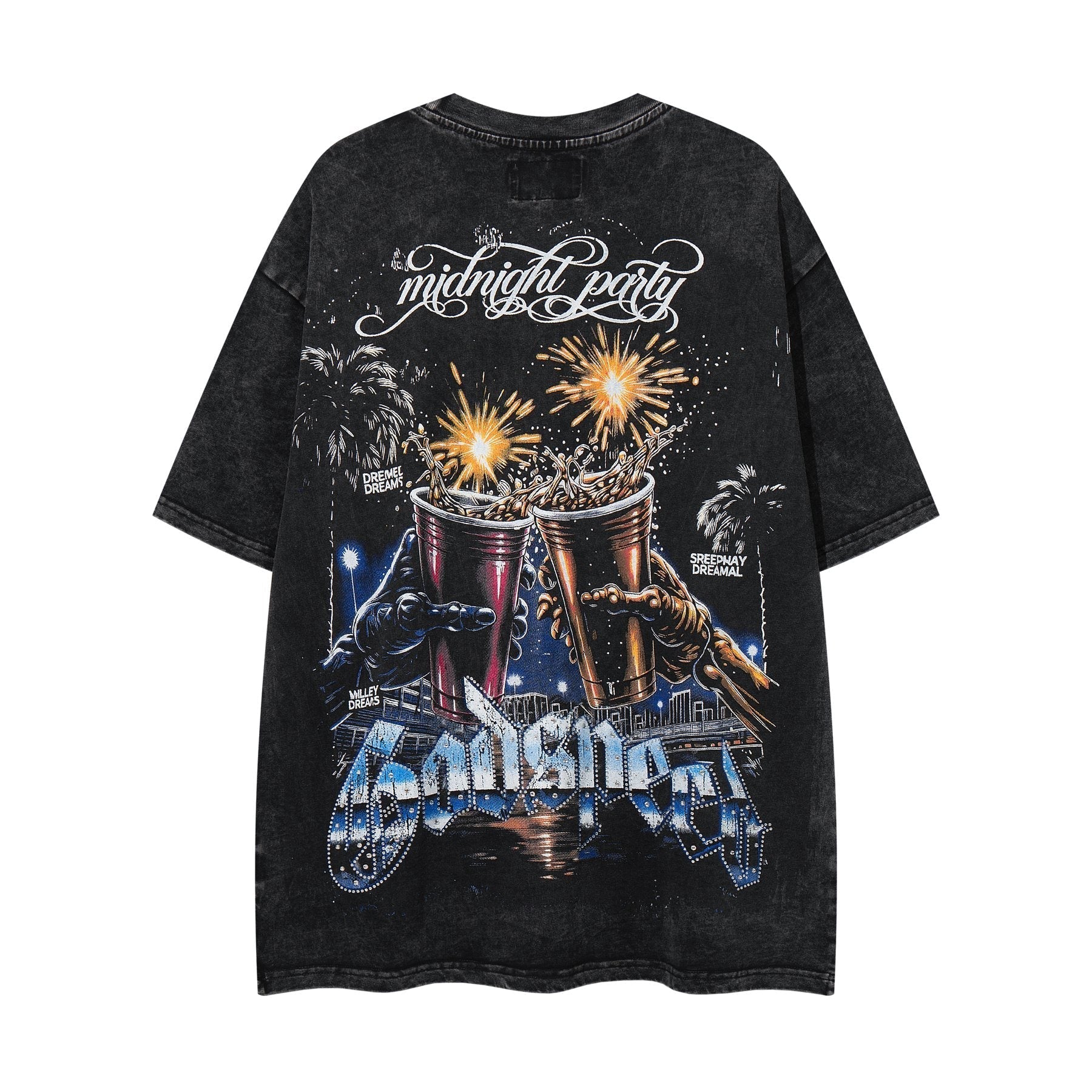 MAJESTIK Racing Graphic Acid-Wash T-Shirt ¡ª back