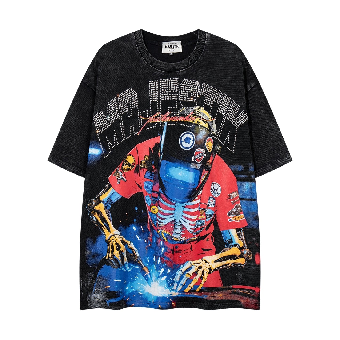MAJESTIK Robot & Skeleton Graphic T-Shirt ¡ª hero