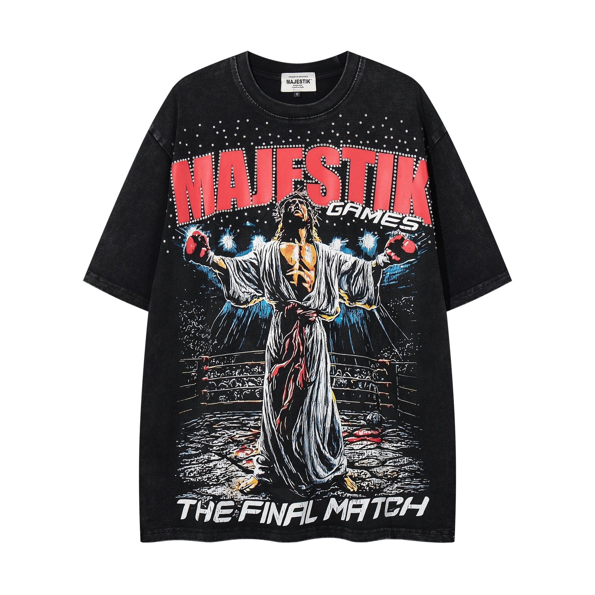 MAJESTIK Washed Black Graphic Short-Sleeve T-Shirt ¡ª hero