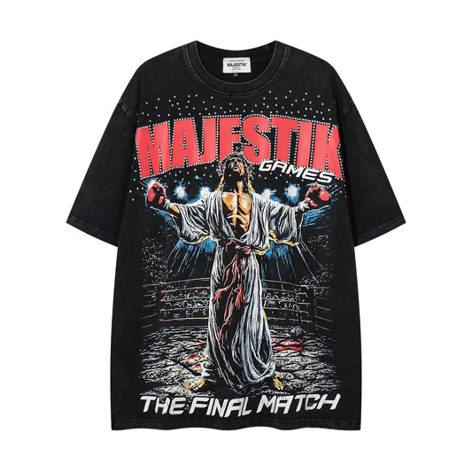 MAJESTIK Washed Black Graphic Short-Sleeve T-Shirt ¡ª hero
