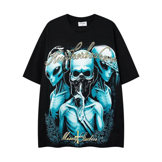 MAJESTIK Alien Skull Wing Graphic T-Shirt ¡ª hero