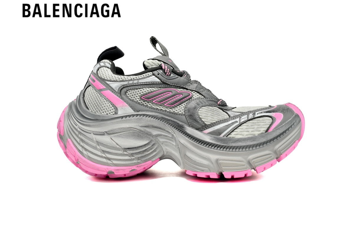 Balenciaga Cargo men's shoes  women sneakers¡ª Grey Mesh & Pink Distressed Overlays