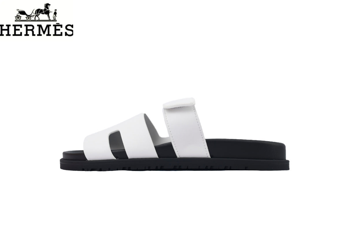 Herm¨¨s Black Leather Double-Strap Adjustable Slide Sandal