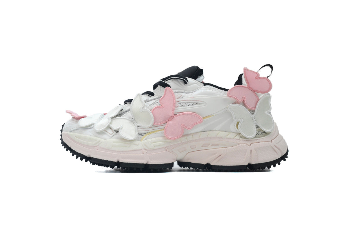 Off-White Be Right Back Women's Men's Shoes | White & Pink Butterfly Mesh Retro Sneakers