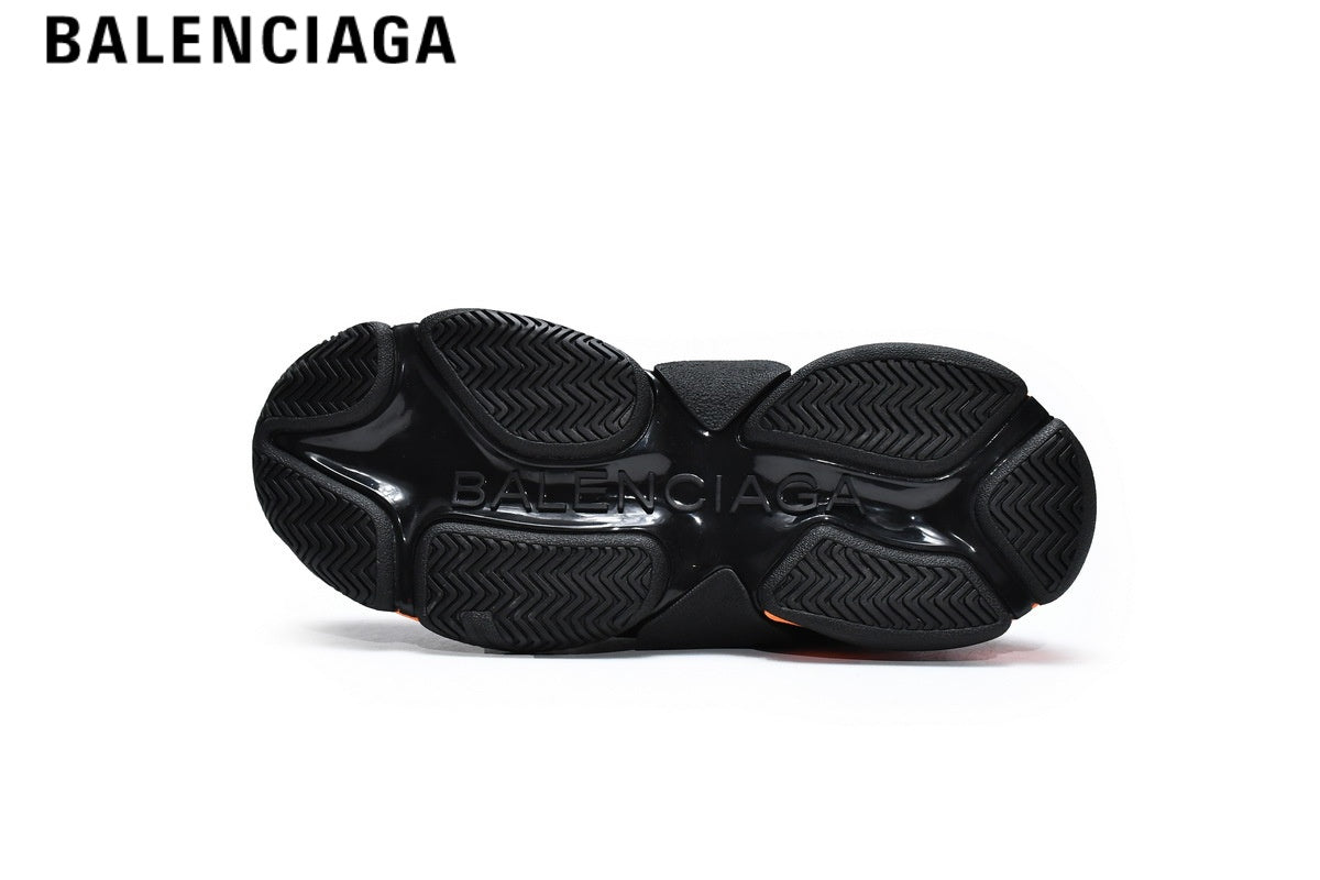 Balenciaga Triple S men's shoes  women sneakers ¡ª Black, Orange Logo