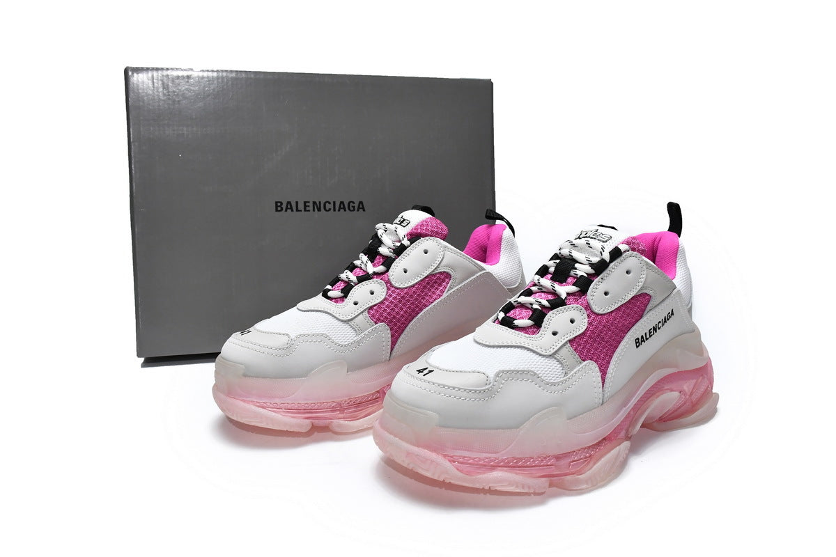 Balenciaga   men's shoes Track Triple S Clear Sole Sneakers runners Pinkish-white