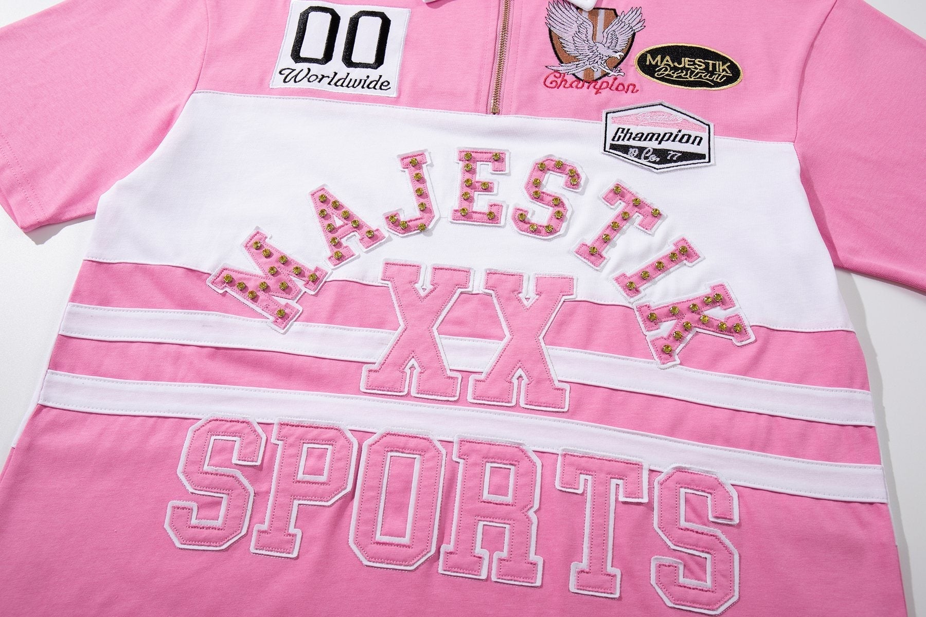MAJESTIK XX Sports Graphic Zip Polo Shirt ¡ª detail