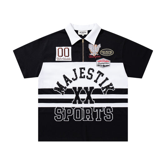 MAJESTIK XX Sports Graphic Zip Polo Shirt ¡ª hero