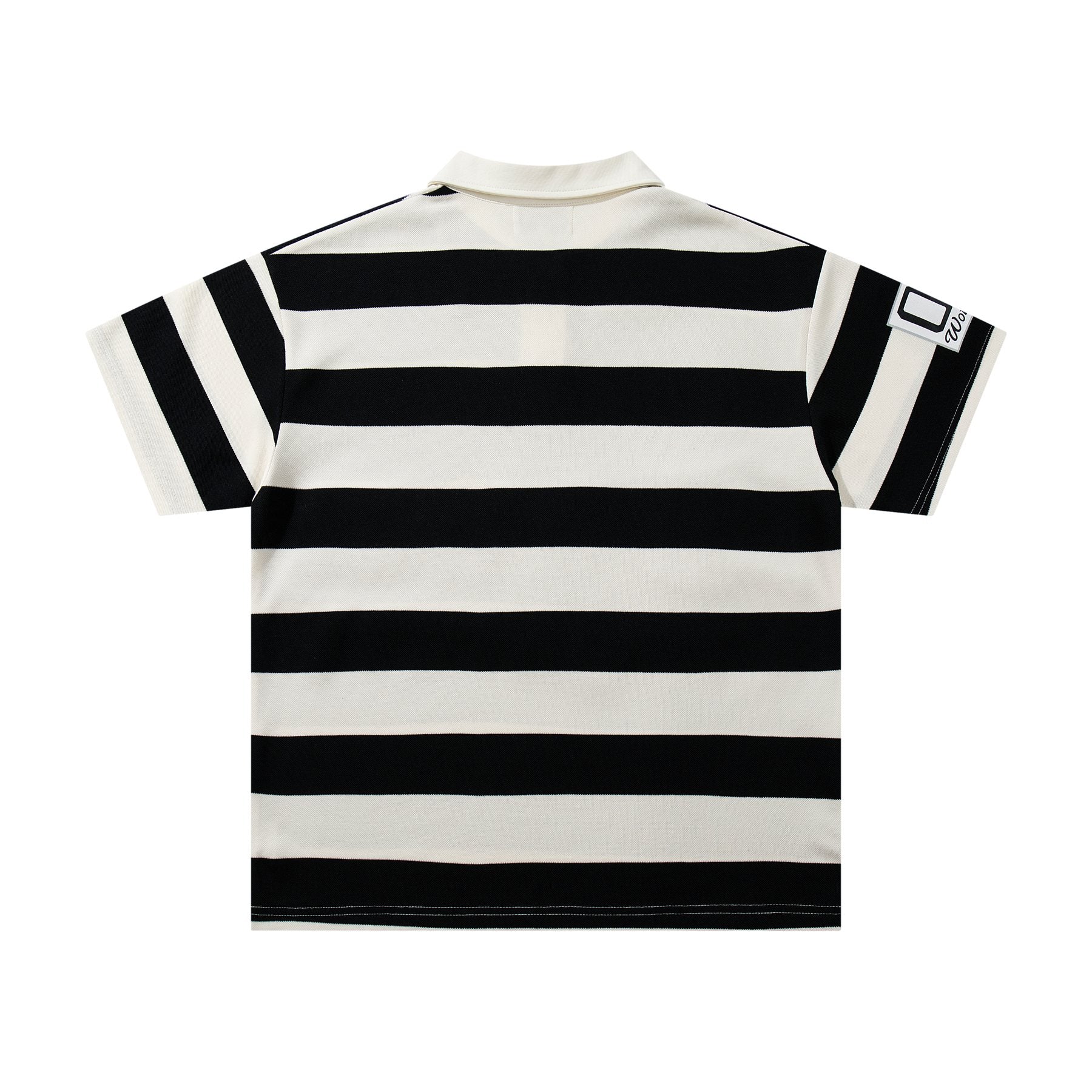 MAJESTIK Striped Crest Graphic Polo Shirt ¡ª back