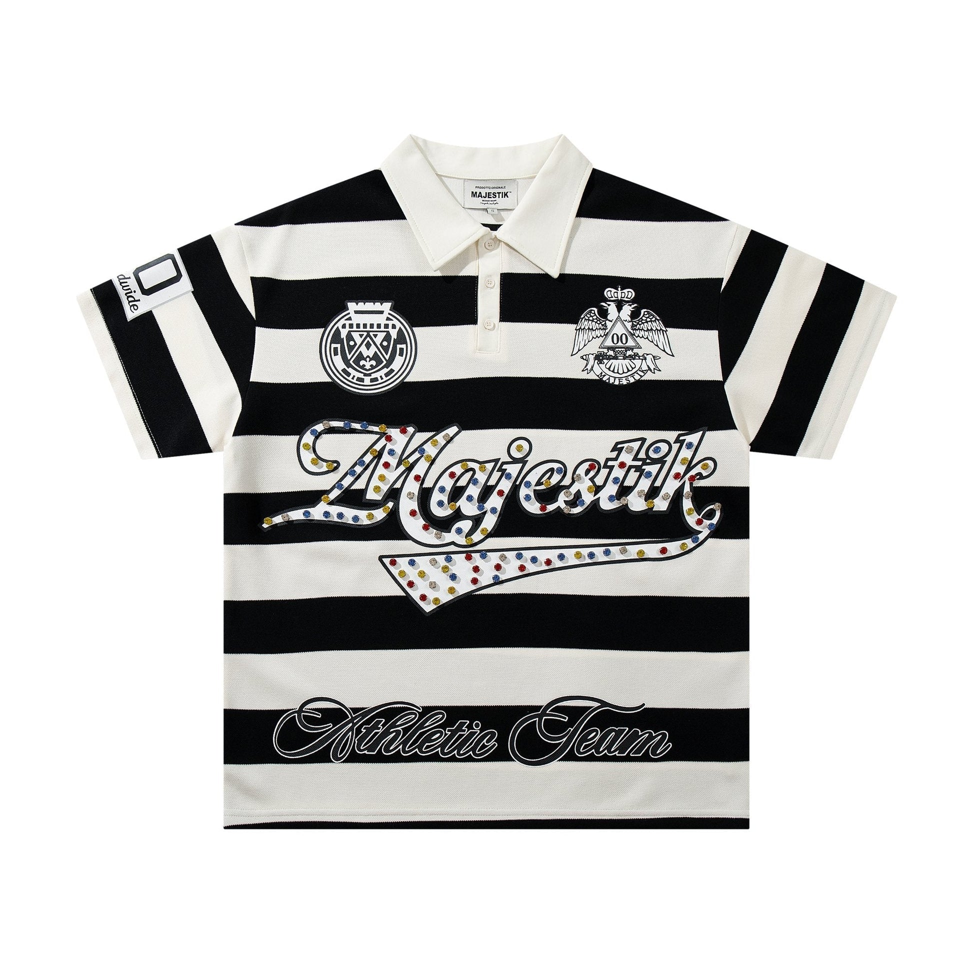 MAJESTIK Striped Crest Graphic Polo Shirt ¡ª hero