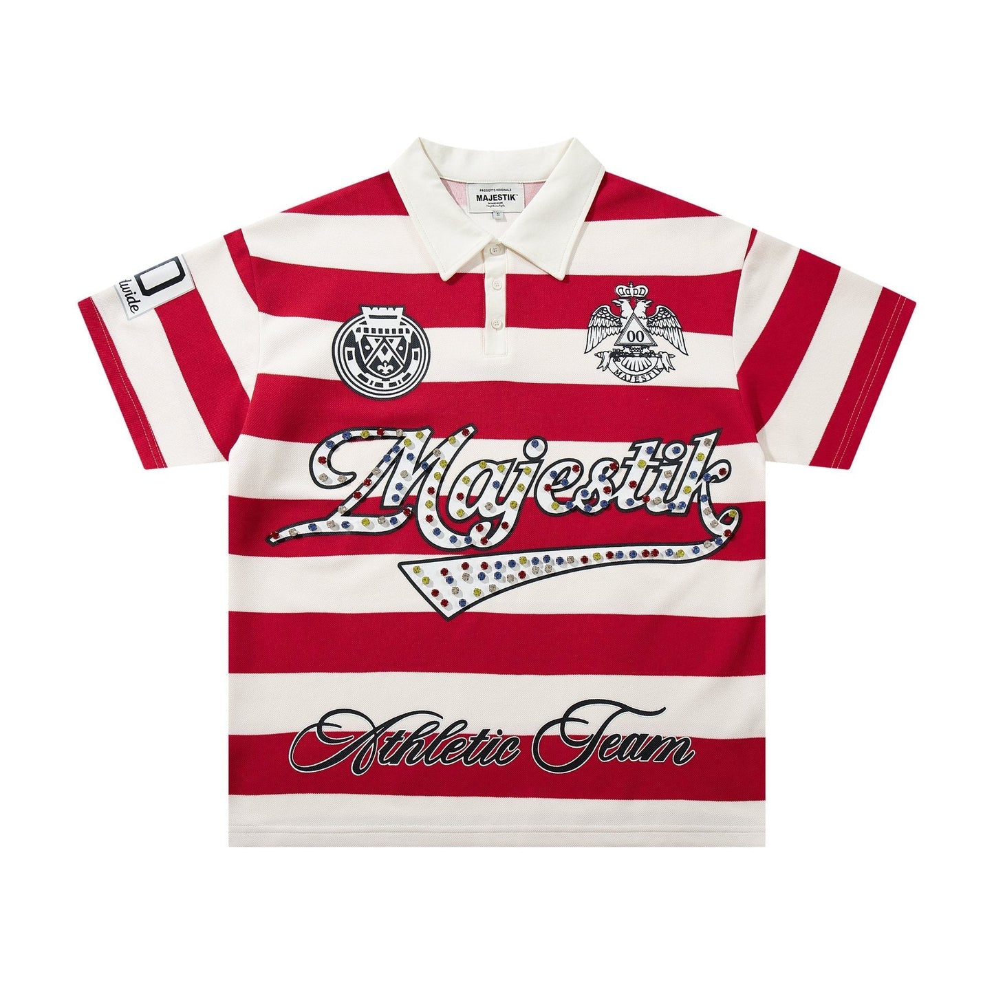 MAJESTIK Striped Crest Graphic Polo Shirt ¡ª hero