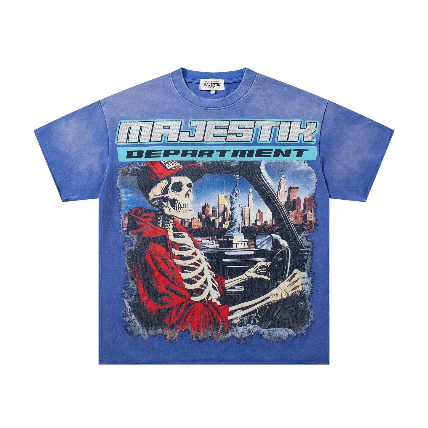 MAJESTIK Skeleton Driver Graphic T-Shirt ¡ª front